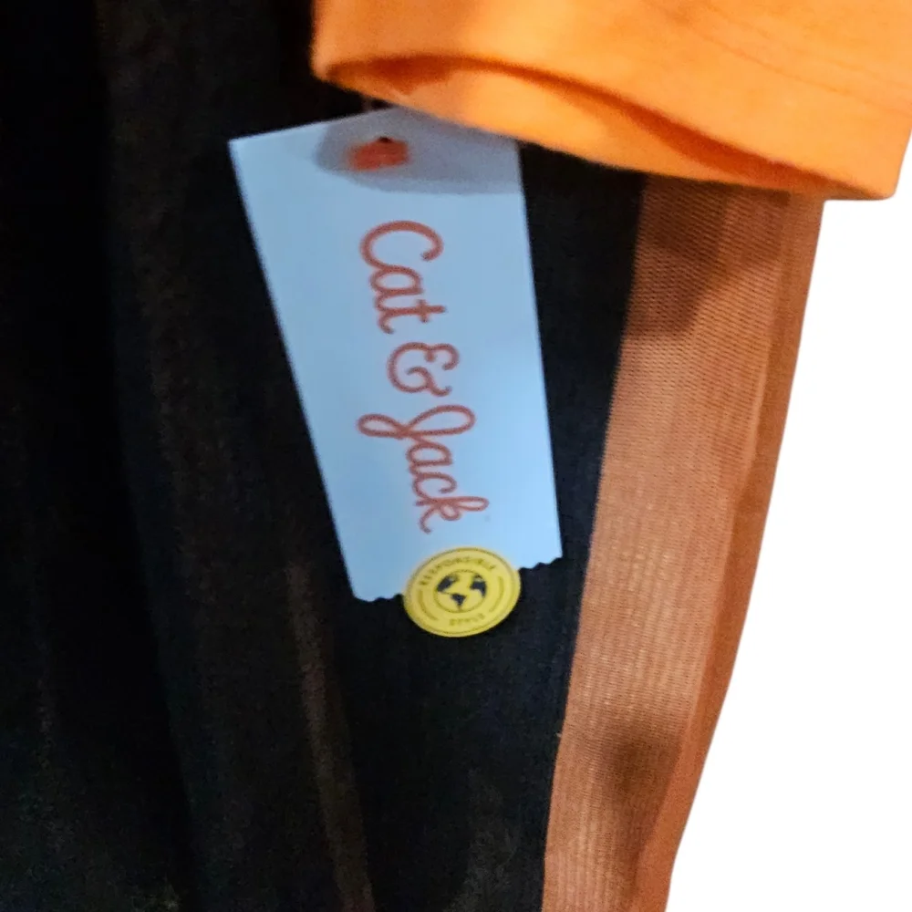 Cat & Jack Halloween Pumpkin Sequin Dress Orange Black Tulle Girls‎ L 10-12
